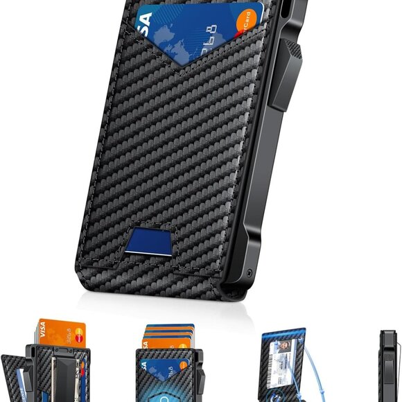 Carbon Fiber Slim Wallet for Men – Minimalist ID & Cash Holder with Gift Box - Picture 1 of 8